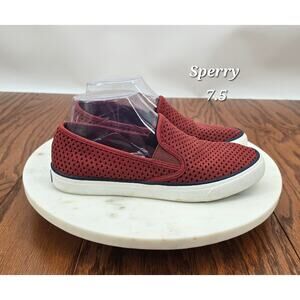 Sperry Top Sider Red Perforated Slipon Sneakers